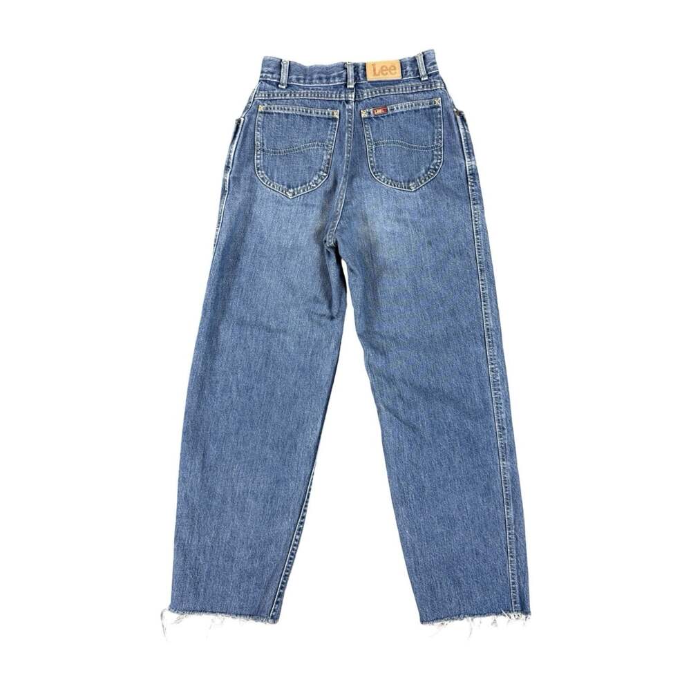 Vintage 80s Lee Talon Zipper Denim Straight Jeans Regular Fit Distressed Size 24 - Picture 2 of 10